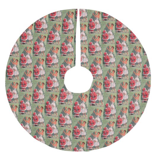 1950年代ヴィンテージクリスマスガール飾ズツリー ブラッシュドポリエステルツリースカート (正面)