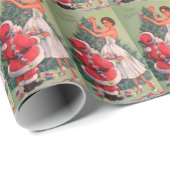 1950年代ヴィンテージクリスマスガール飾ズツリー ラッピングペーパー (ロールコーナー)