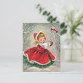 1950年代ヴィンテージクリスマスガール シーズンポストカード (スタンド正面)
