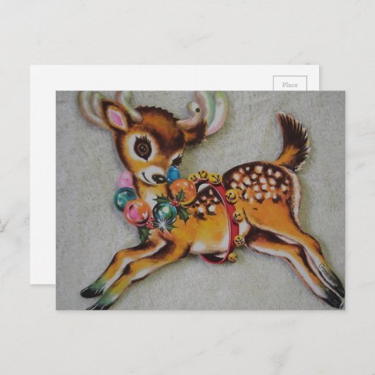 1950年代ヴィンテージクリスマストインデナー シーズンポストカード (正面/裏面)