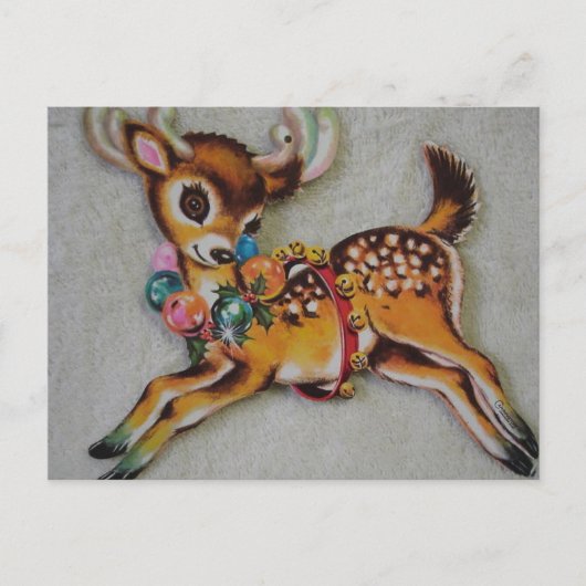 1950年代ヴィンテージクリスマストインデナー シーズンポストカード (正面)