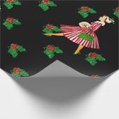 1950年代ヴィンテージクリスマスレディーブラック ラッピングペーパー (角)