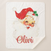 1950年代ヴィンテージレトロサンタクロースカスタムクリスマス シェルパブランケット (正面)