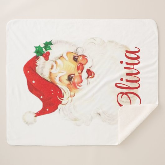 1950年代ヴィンテージレトロサンタクロースカスタムクリスマス シェルパブランケット (正面(横))