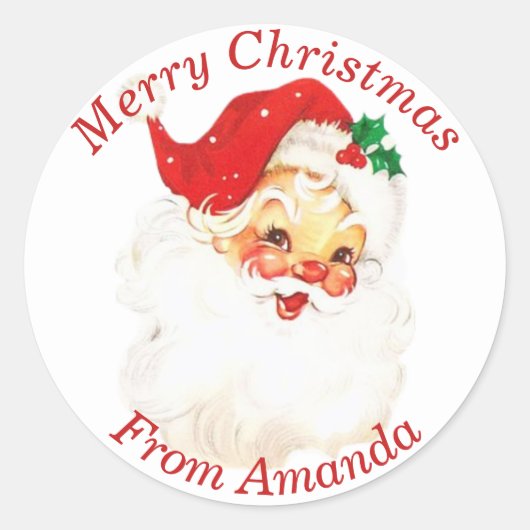 1950年代ヴィンテージレトロサンタクロースカスタムクリスマス ラウンドシール (正面)