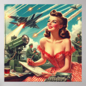 1950年代ヴィンテージ女性イラストレーション ポスター (正面)