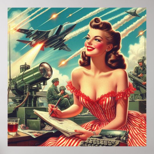 1950年代ヴィンテージ女性イラストレーション ポスター (正面)