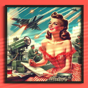 1950年代ヴィンテージ女性イラストレーション ポスター