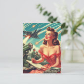 1950年代ヴィンテージ女性イラストレーション ポストカード (スタンド正面)