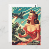 1950年代ヴィンテージ女性イラストレーション ポストカード (正面/裏面)