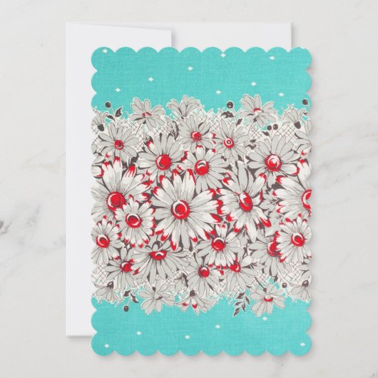 1950年代ヴィンテージ ボーダー プリント デイジー パーティー ご招待 招待状 (正面)