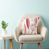 1950年代中モダン期レトロピンクと茶色の葉 クッション (椅子)