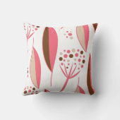 1950年代中モダン期レトロピンクと茶色の葉 クッション (裏面)