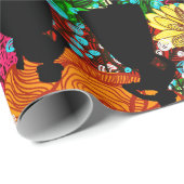 1950年代半ばのブラックフローラシルエット ラッピングペーパー (ロールコーナー)