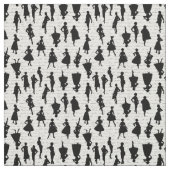 1950年代半ばの白い台本シルエットヴィンテージ ファブリック (見本)