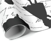 1950年代半ばの白い台本シルエットヴィンテージ ラッピングペーパー (ロールコーナー)