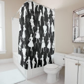 1950年代半ばの黒いシルエットヴィンテージ女性 シャワーカーテン (インサイチュ)