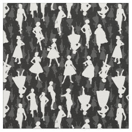 1950年代半ばの黒いシルエットヴィンテージ女性 ファブリック
