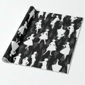 1950年代半ばの黒いシルエットヴィンテージ女性 ラッピングペーパー (アンロールド)