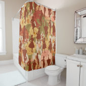 1950年代半ばヴィンテージシルエット女性フローラ シャワーカーテン (インサイチュ)