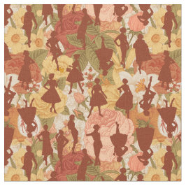 1950年代半ばヴィンテージシルエット女性フローラ ファブリック