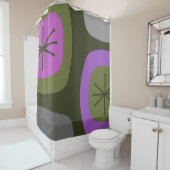 1950年代抽象芸術アートオリーブグリーンピンク シャワーカーテン (インサイチュ)