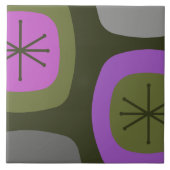 1950年代抽象芸術アートオリーブグリーンピンク タイル (正面)