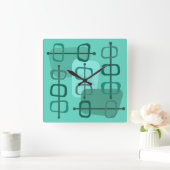 1950年代抽象芸術アートホローロックズターコイズ スクエア壁時計 (ホーム)