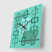 1950年代抽象芸術アートホローロックズターコイズ スクエア壁時計 (傾斜)