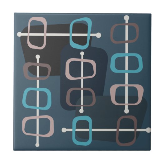 1950年代抽象芸術アートホローロックズティール（緑がかった色） タイル (正面)