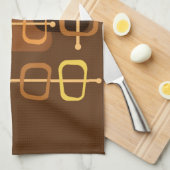 1950年代抽象芸術アート中空ロックスブラウン キッチンタオル (四つ折り)