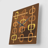 1950年代抽象芸術アート中空ロックスブラウン スクエア壁時計 (傾斜)