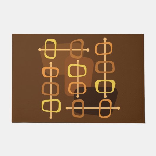 1950年代抽象芸術アート中空ロックスブラウン ドアマット (正面)