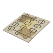 1950年代抽象芸術アート中空ロックスベージュ タイル (側面)