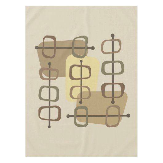 1950年代抽象芸術アート中空ロックスベージュ テーブルクロス (正面)