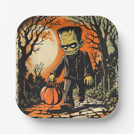 1950年代頃の「トリックまたはトリートフランキー」レプリカ ペーパープレート (正面)