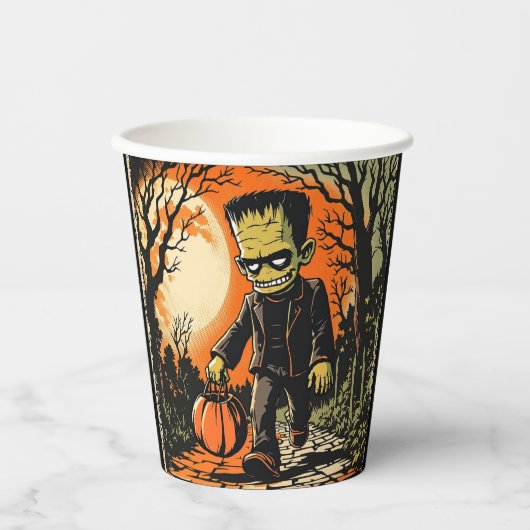 1950年代頃の「トリックまたはトリートフランキー」レプリカ 紙コップ (正面)