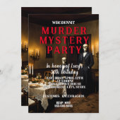 1950年代風のミステリー・殺人事件パーティーの招待状 招待状 (正面/裏面)