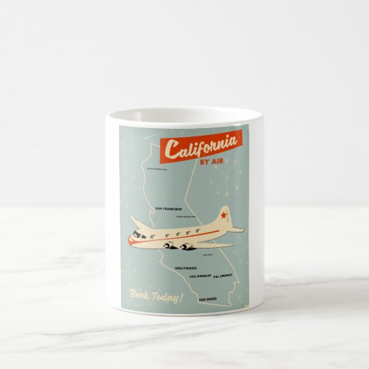 1950年代風カリフォルニア航空旅行ポスター コーヒーマグカップ (中央)