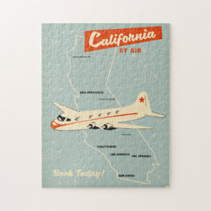 1950年代風カリフォルニア航空旅行ポスター ジグソーパズル