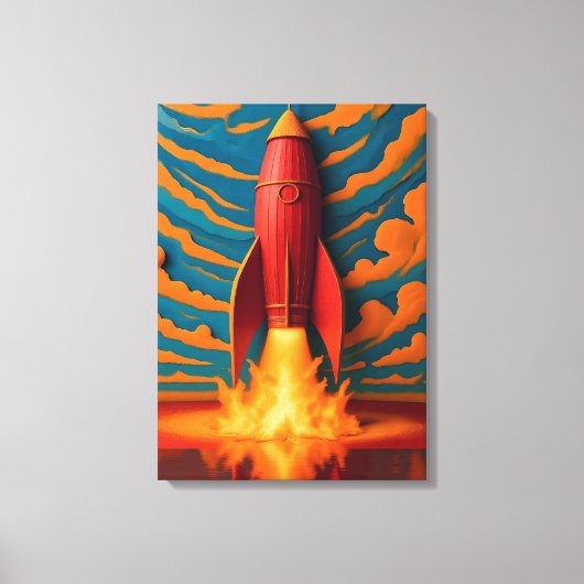 1950年代風ロケット キャンバスプリント (正面)