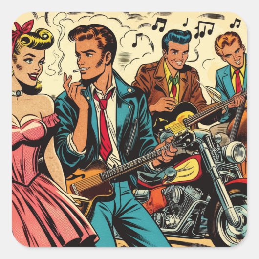 1950年代 ビンテージ ロックンロール コミック スクエアシール (正面)