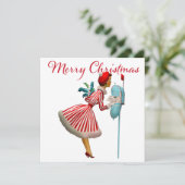 1950年代 レトロな女性がクリスマスの郵便物を確認 カード (スタンド正面)
