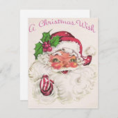 1950年代 レトロ ビンテージ クリスマス サンタ ホリデー カード (正面/裏面)