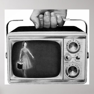 1950年代 レトロ ポータブルTV ミッドセンチュリー ポスター