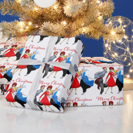 1950年代 レトロ レディース クリスマス グリーティング ラッピングペーパー