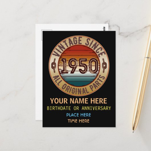 1950年以来のヴィンテージ オリジナルパーツ  ポストカード (正面/裏面インサイチュ)