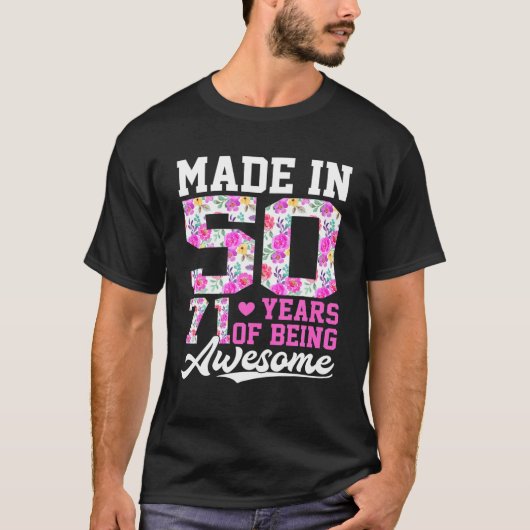 1950年造花かわいい71誕生日女性71歳 Tシャツ (正面)