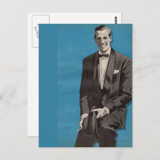 1950年頃のハンサムな男でタキシードを着ている ポストカード (正面/裏面)