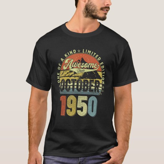 1950年10素晴らし月72日生以来72歳 Tシャツ (正面)